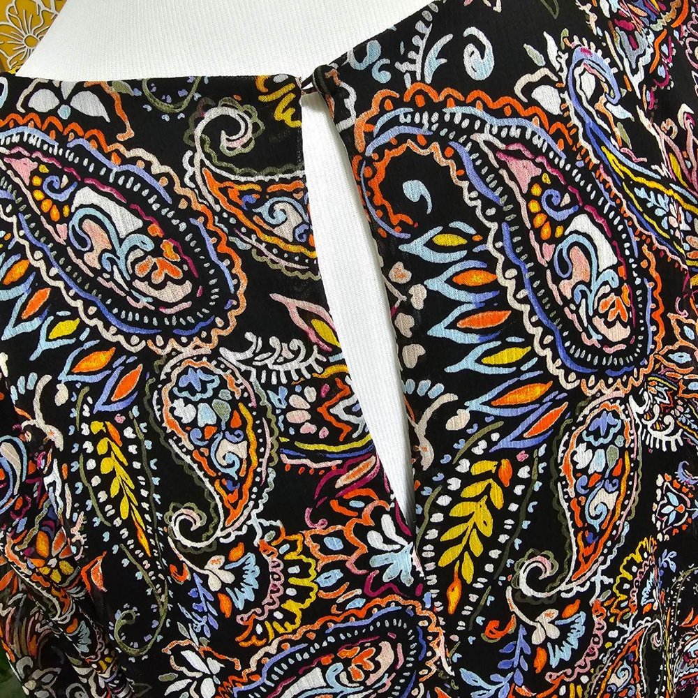 Calvin Klein Brand Dress Black Multi Paisley Print Women's Size 14 - Picture 6 of 12